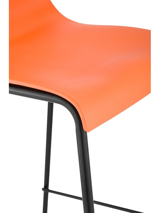 Lot de 2 tabourets de bar Hoover structure 4 pieds en plastique, orange