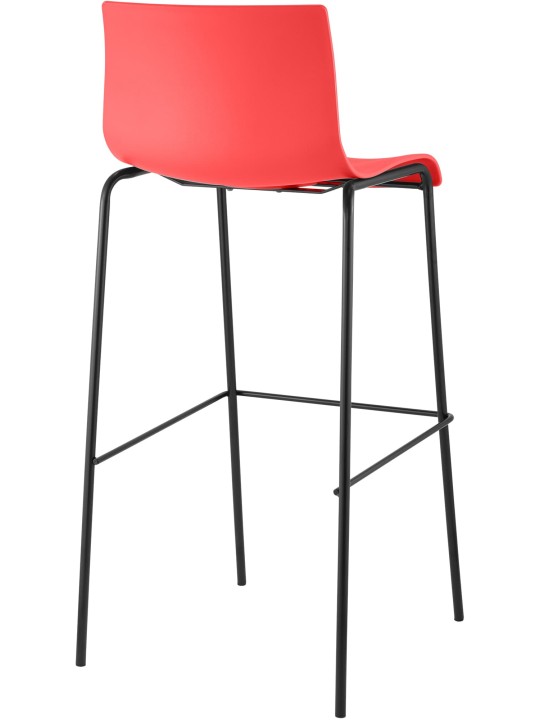 Lot de 2 tabourets de bar Hoover structure 4 pieds en plastique, rouge