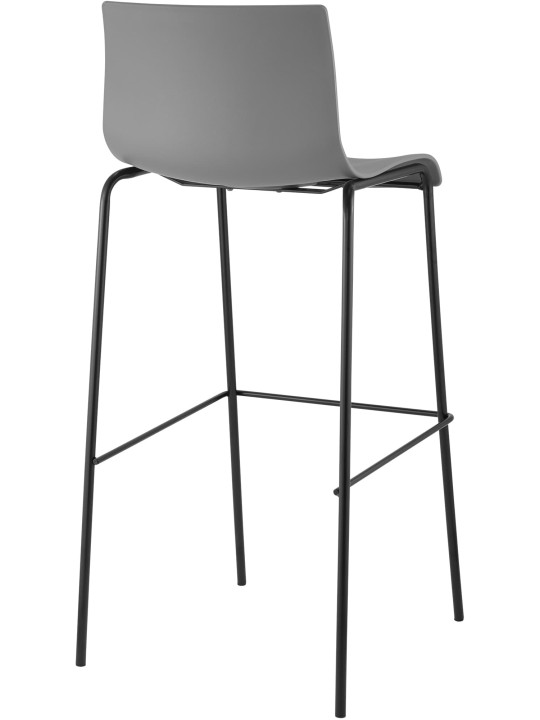 Lot de 2 tabourets de bar Hoover structure 4 pieds en plastique, gris