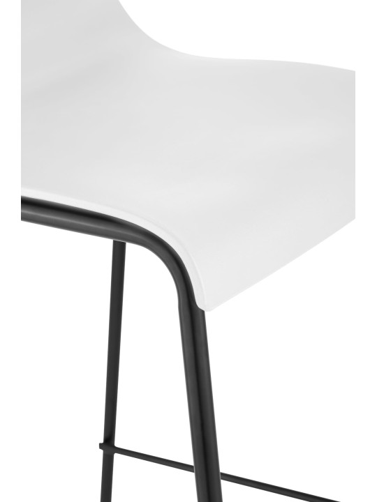 Lot de 2 tabourets de bar Hoover structure 4 pieds en plastique, blanc