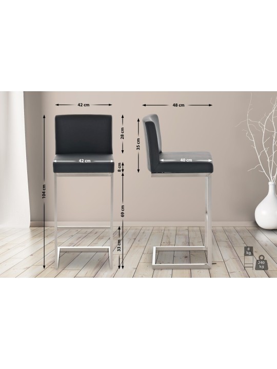 Lot de 2 tabourets de bar Paros simili cuir, noir