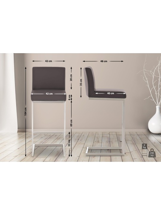 Lot de 2 tabourets de bar Paros simili cuir, brun