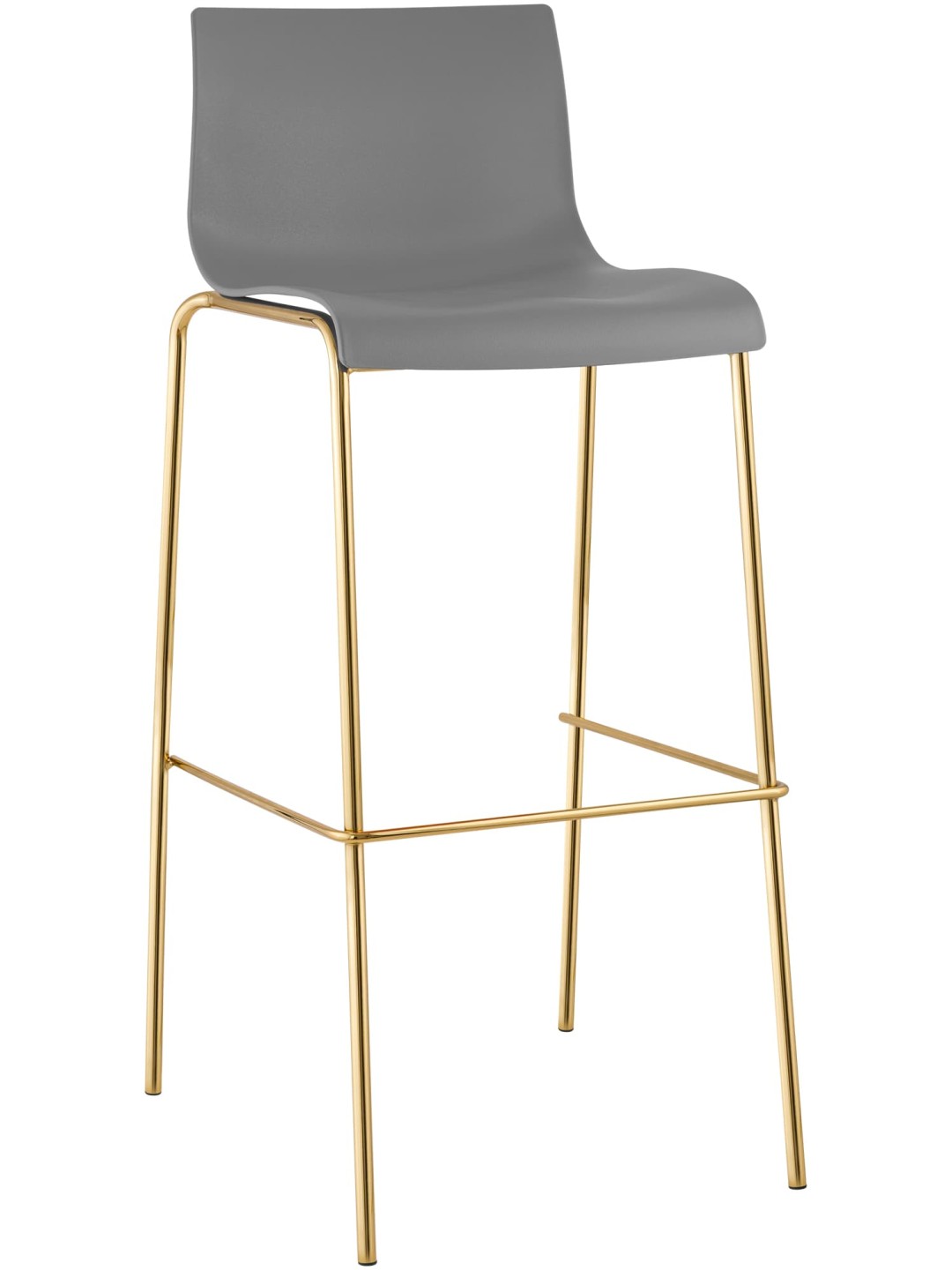 Tabouret de bar Hoover plastique 4 pieds or, gris