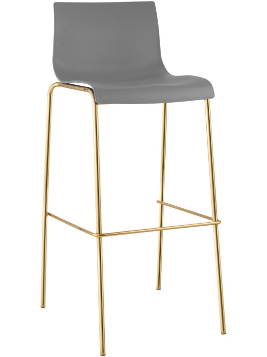 Tabouret de bar Hoover plastique 4 pieds or, gris