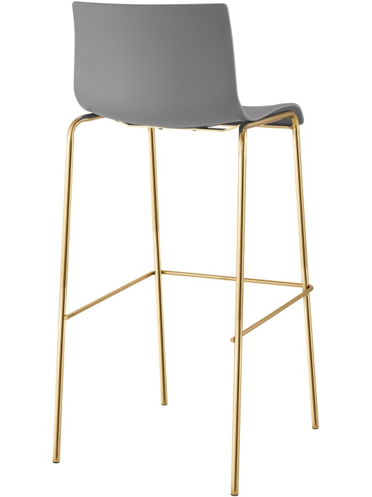 Ensemble de 2 tabourets de bar Hoover plastique 4 pieds doré, gris Ensemble de 2 tabourets de bar Hoover plastique 4 pieds doré, gris