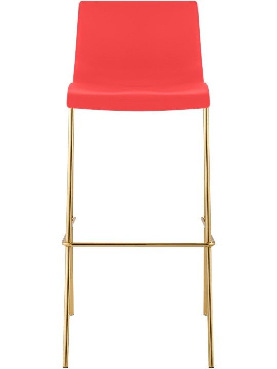 Ensemble de 2 tabourets de bar Hoover plastique 4 pieds doré, rouge