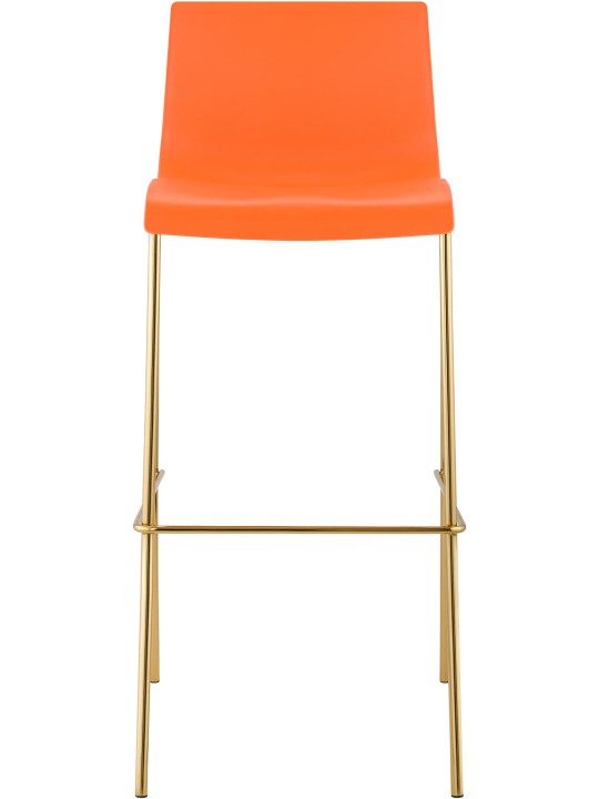 Ensemble de 2 tabourets de bar Hoover plastique 4 pieds doré, orange
