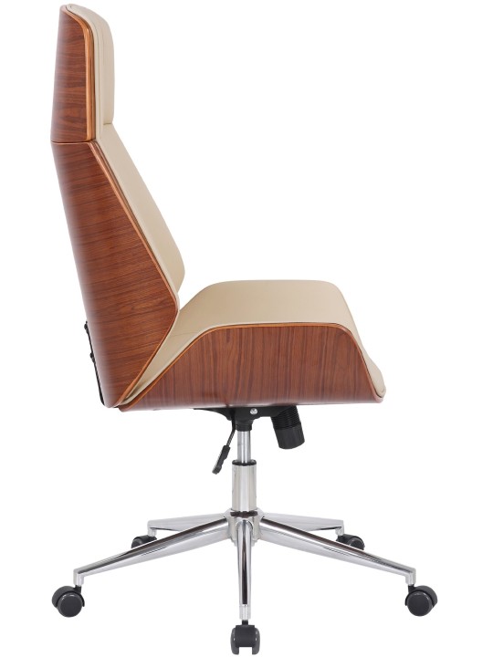 Chaise de bureau Varel simili cuir, noyer/crème Chaise de bureau Varel simili cuir, noyer/crème