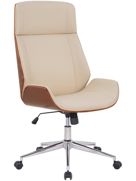 Chaise de bureau Varel simili cuir, noyer/crème Chaise de bureau Varel simili cuir, noyer/crème