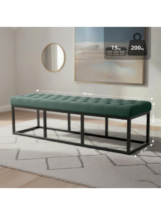 Banc Polson velours 150 cm, vert
