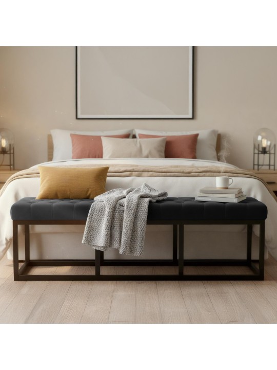 Banc Polson velours 150 cm, noir