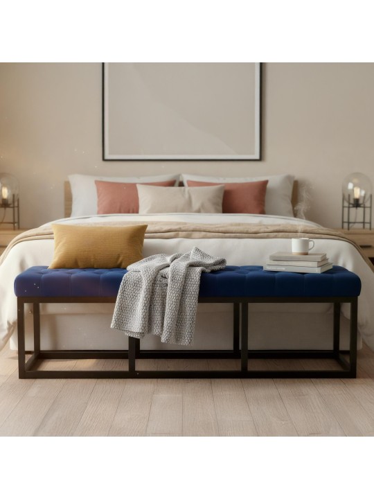 Banc Polson velours 150 cm, bleu Banc Polson velours 150 cm, bleu