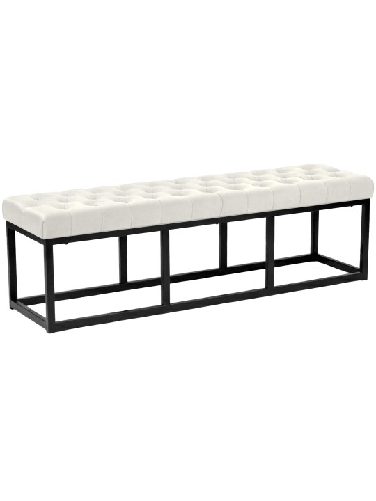 Banc Polson velours 150 cm, crème