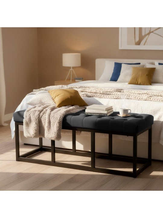 Banc Polson velours 120 cm, noir