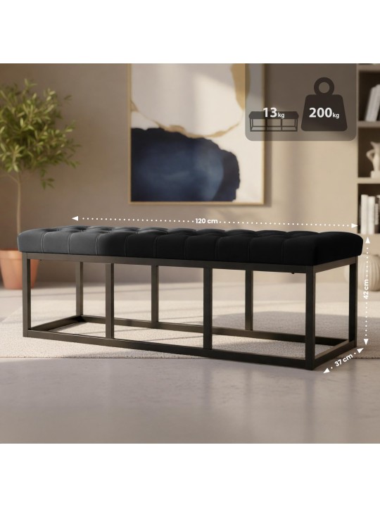 Banc Polson velours 120 cm, noir