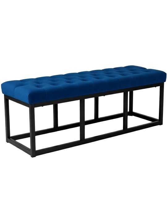Banc Polson velours 120 cm, bleu