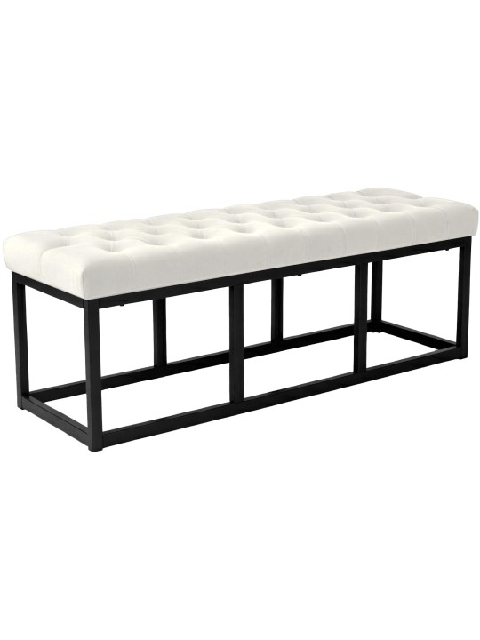 Banc Polson velours 120 cm, crème