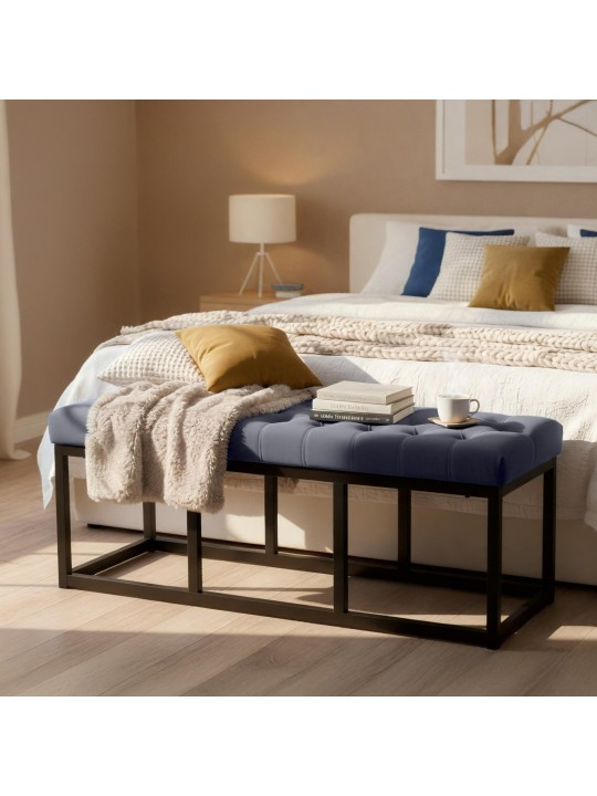 Banc Polson velours 120 cm, gris