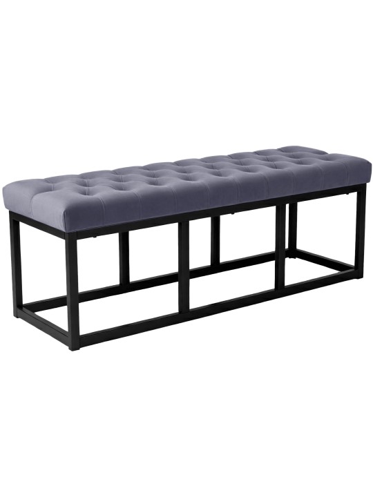Banc Polson velours 120 cm, gris