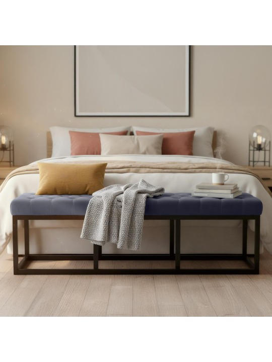 Banc Polson velours 150 cm, gris