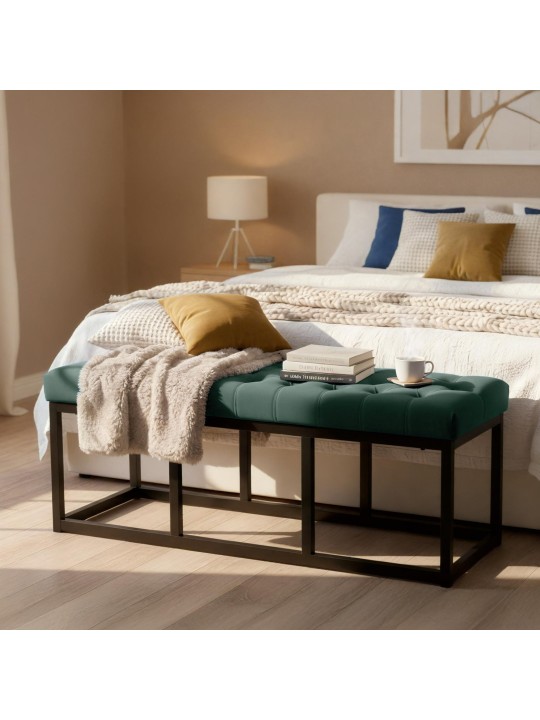 Banc Polson velours 120 cm, vert Banc Polson velours 120 cm, vert