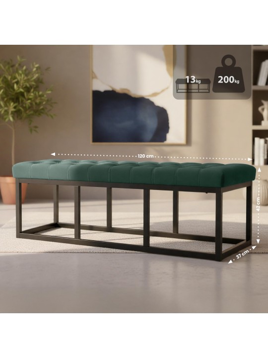 Banc Polson velours 120 cm, vert Banc Polson velours 120 cm, vert