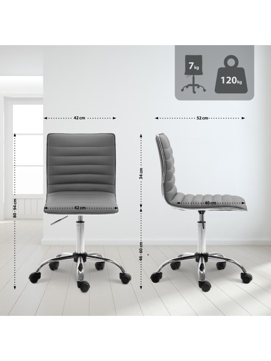 Tabouret de travail Alamosa simili cuir, gris Tabouret de travail Alamosa simili cuir, gris