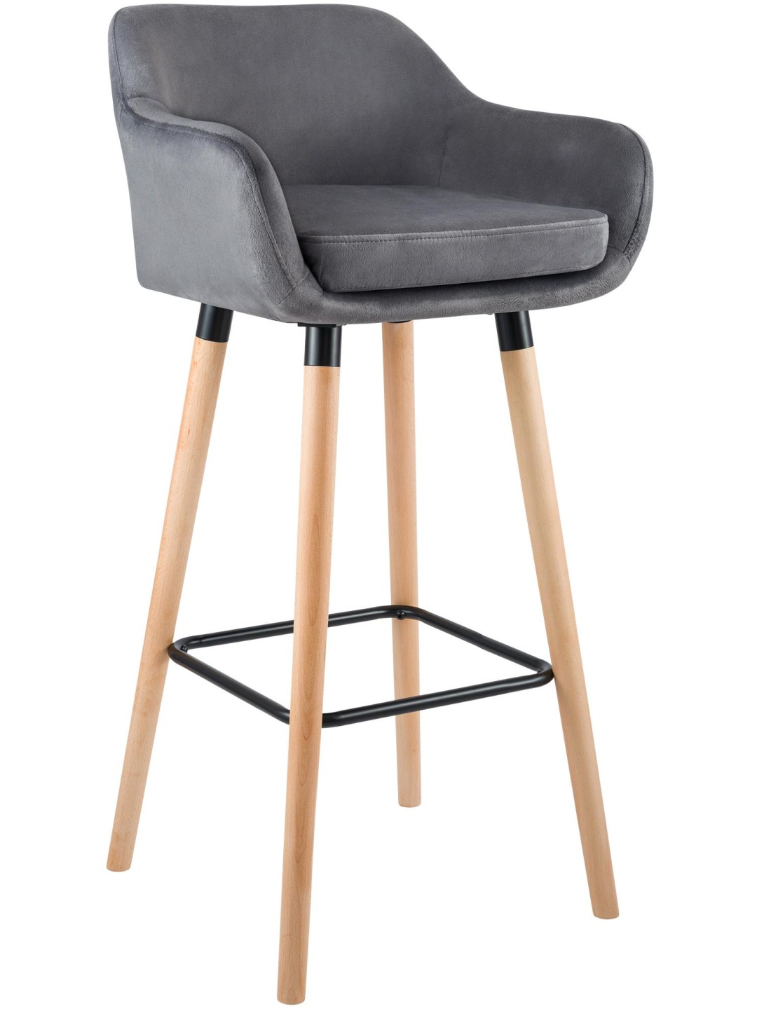 Tabouret de bar Grant velours, gris
