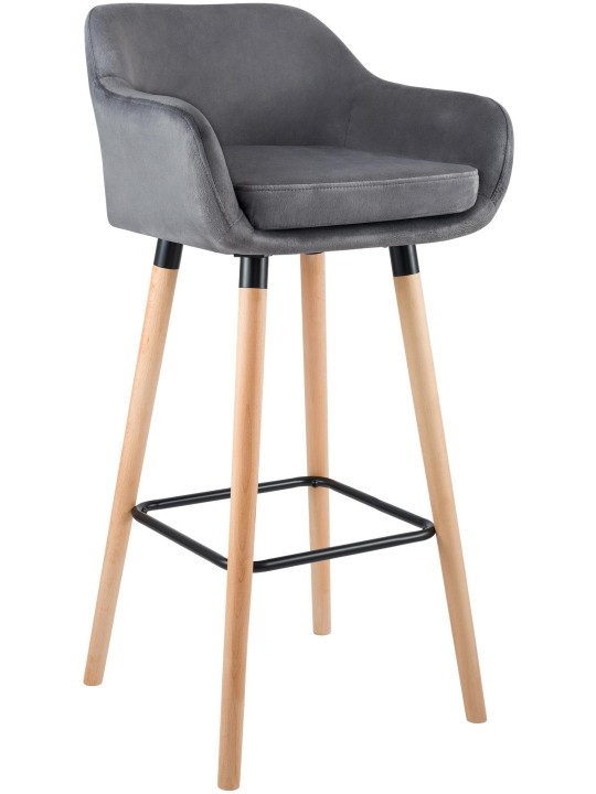 Tabouret de bar Grant velours, gris