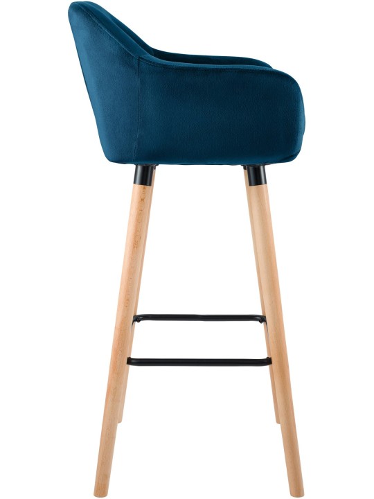 Tabouret de bar Grant velours, bleu