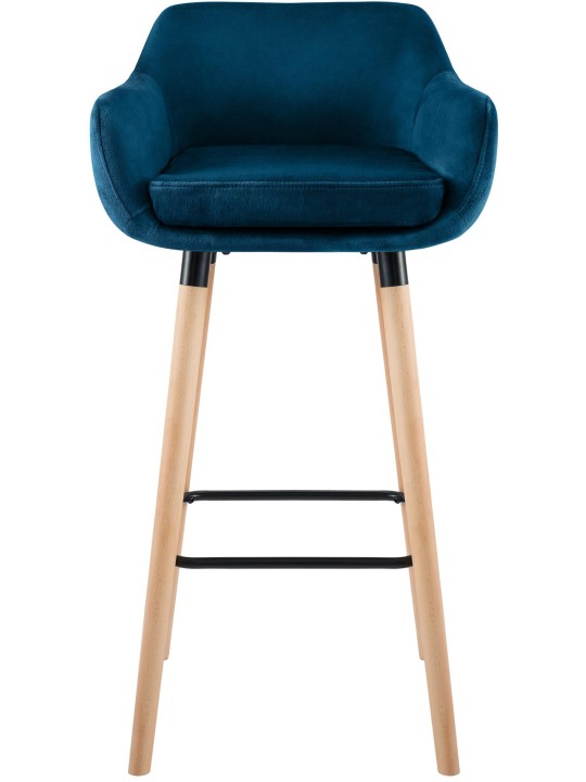 Tabouret de bar Grant velours, bleu