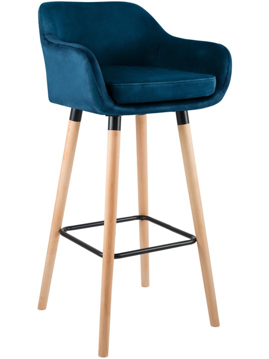 Tabouret de bar Grant velours, bleu