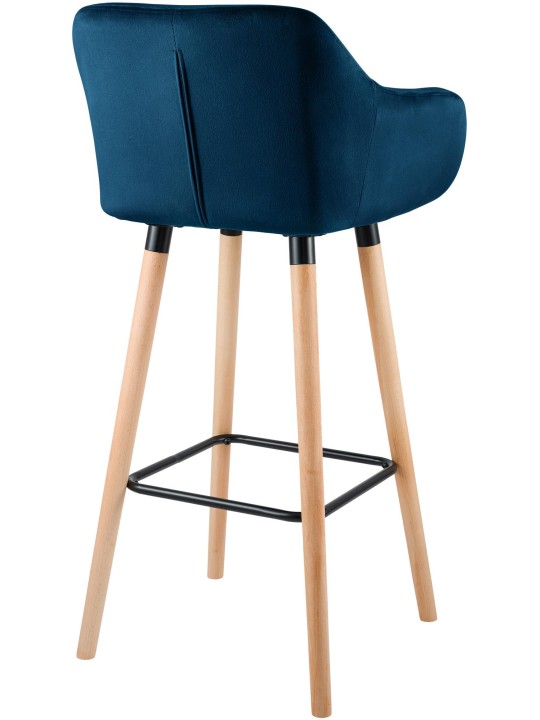 Tabouret de bar Grant velours, bleu