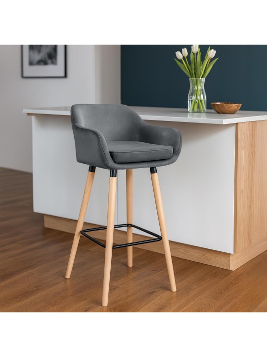 Lot de 2 tabourets de bar Grant velours, gris Lot de 2 tabourets de bar Grant velours, gris