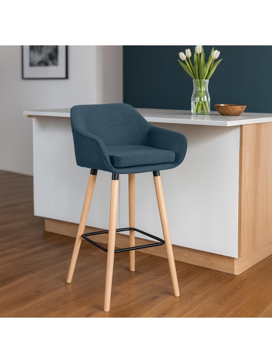 Tabouret de bar Grant tissu, bleu