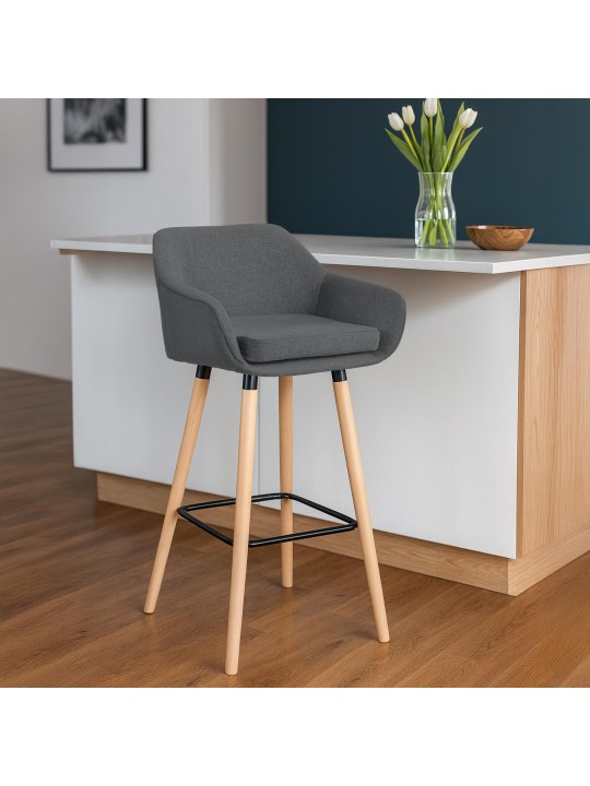 Tabouret de bar Grant tissu, gris foncé