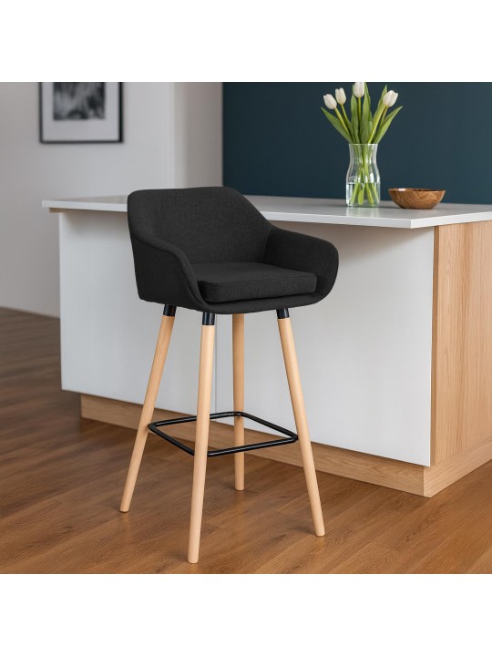 Tabouret de bar Grant tissu, noir