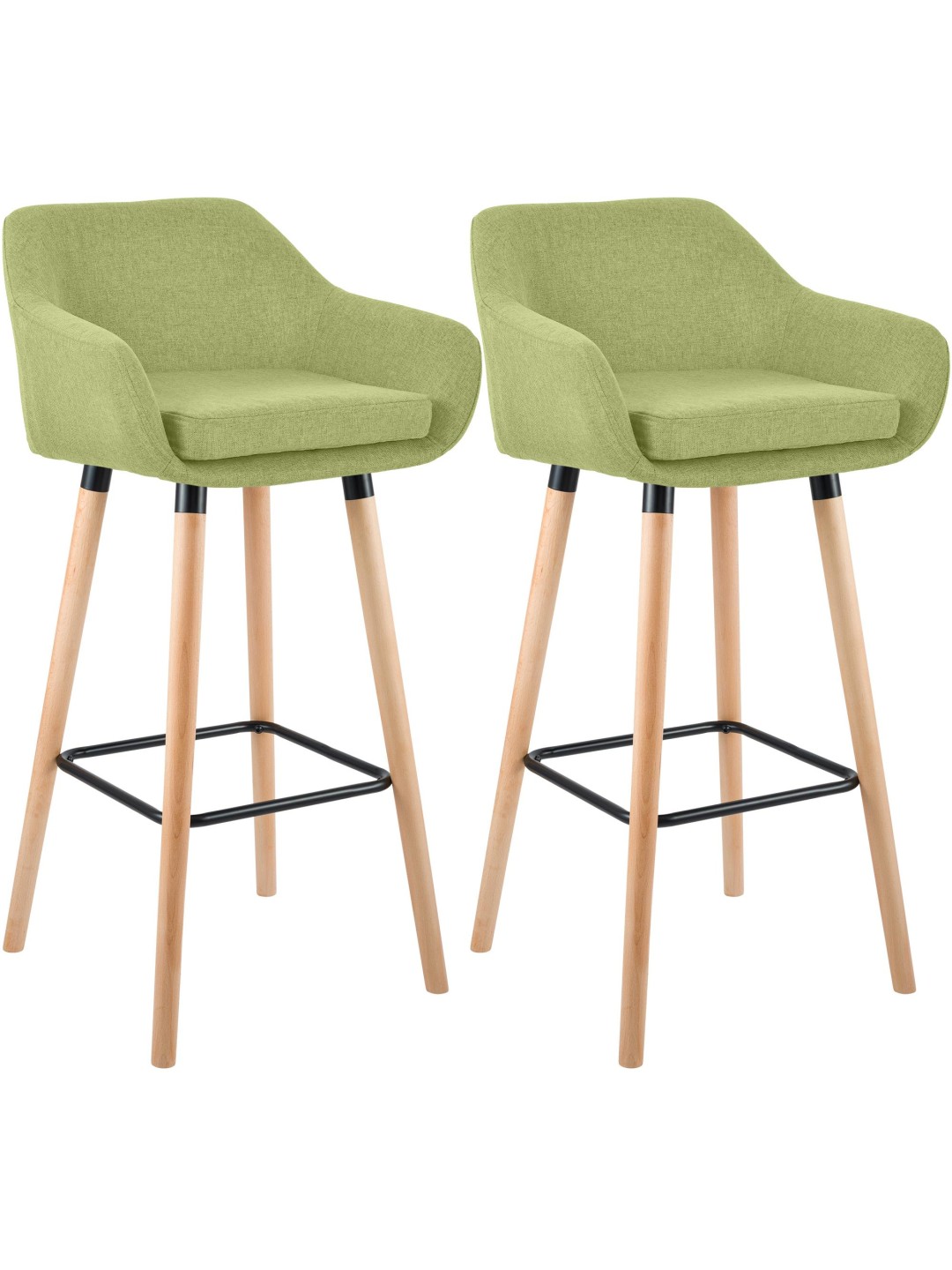 Lot de 2 tabourets de bar Grant tissu, vert clair