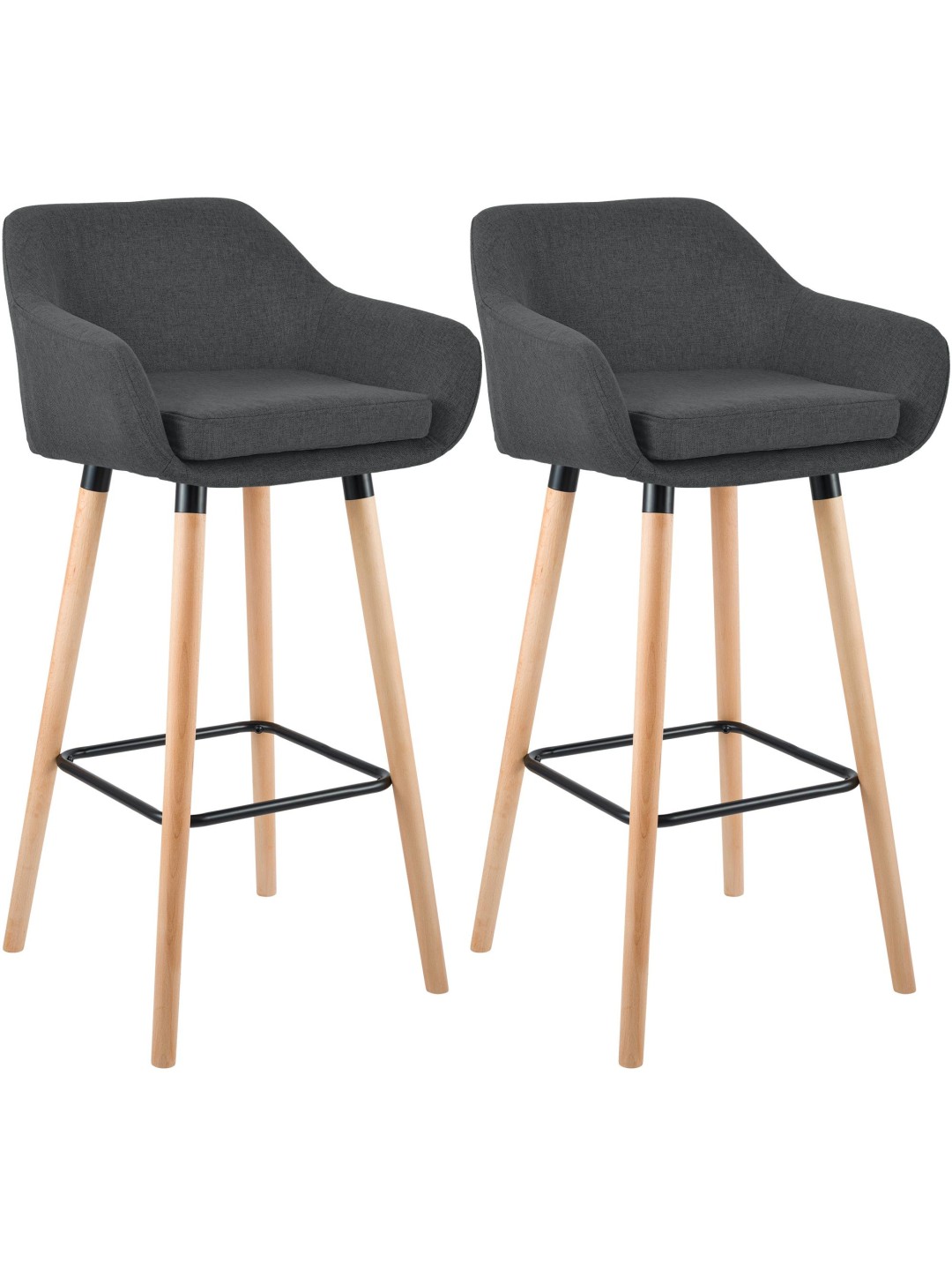 Lot de 2 tabourets de bar Grant tissu, gris foncé