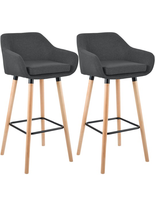 Lot de 2 tabourets de bar Grant tissu, gris foncé