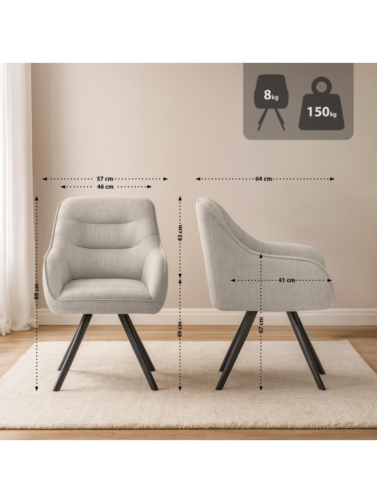 Chaise Pettuli en tissu, crème