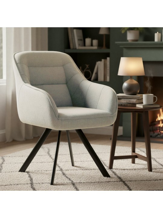 Chaise Pettuli en tissu, crème