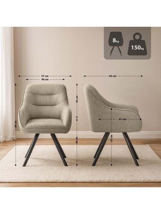 Chaise Pettuli en tissu, taupe Chaise Pettuli en tissu, taupe