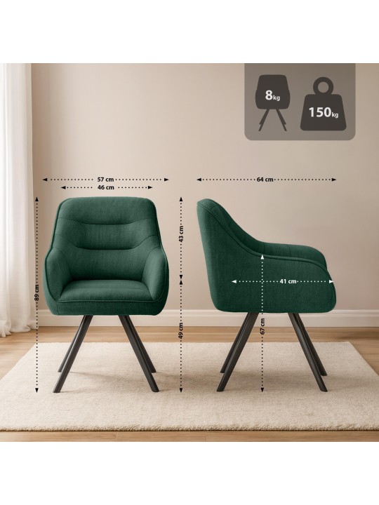 Chaise Pettuli en tissu, vert