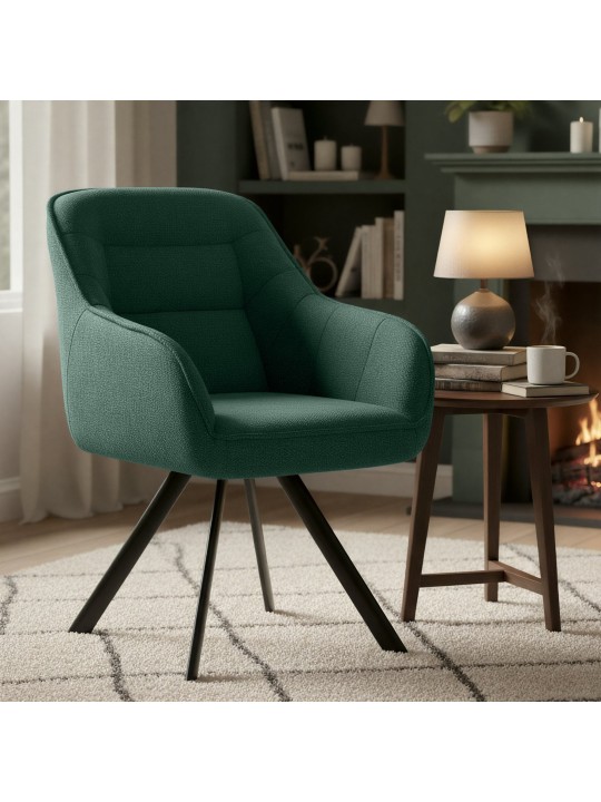 Chaise Pettuli en tissu, vert