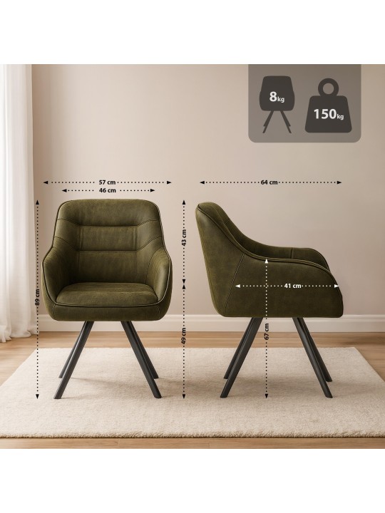 Chaise Pettuli Vintage, vert antique