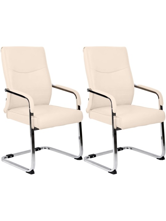 Lot de 2 chaises visiteurs Hobart, crème