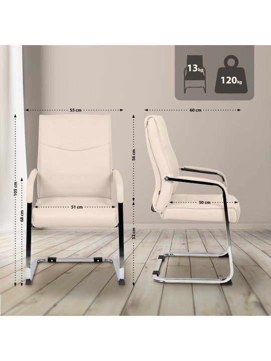 Lot de 2 chaises visiteurs Hobart, crème