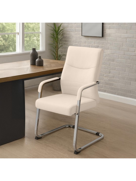 Lot de 2 chaises visiteurs Hobart, crème