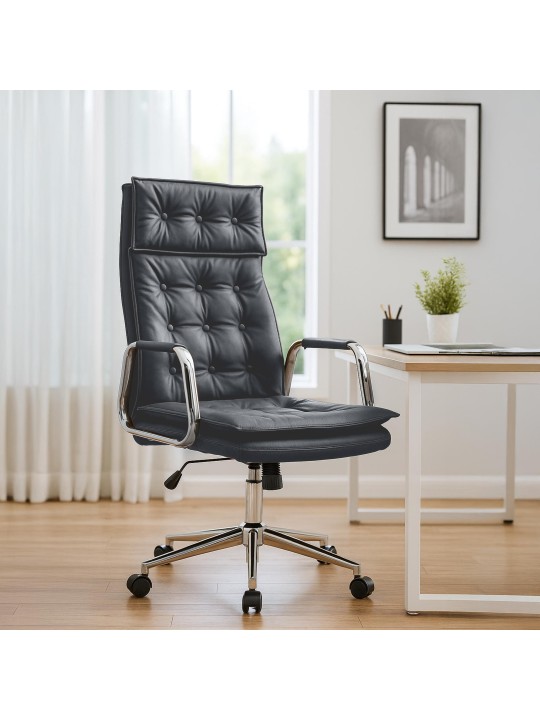 Chaise de bureau Sotira cuir véritable, noir Chaise de bureau Sotira cuir véritable, noir
